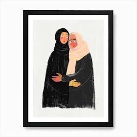 Two Muslim Women Hugging Art Print