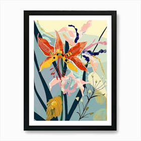 Colourful Flower Illustration Columbine 2 Art Print