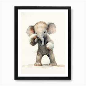 Elephant Painting Boxing Watercolour 4 Art Print