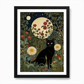 William Morris Cat In The Moonlight 17 Art Print