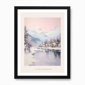 Dreamy Winter Painting Poster St Moritz Switzerland 1 Art Print