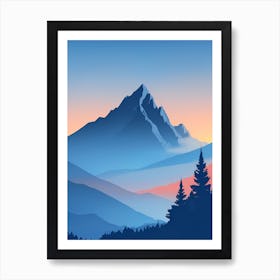 Misty Mountains Vertical Composition In Blue Tone 149 Art Print