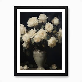 Vintage Rose Vase Painting Art Print