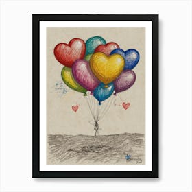 Heart Balloons 3 Art Print