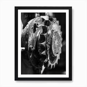 Black And White Image Of A Gear Art Print