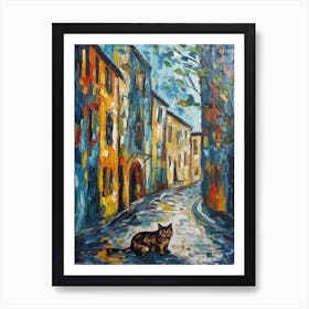 Painting Of Berlin With A Cat In The Style Of Expressionism 1 Art Print
