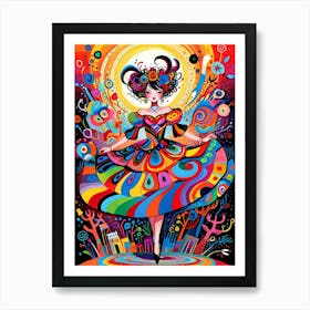 Colorful Girl In A Colorful Dress Art Print