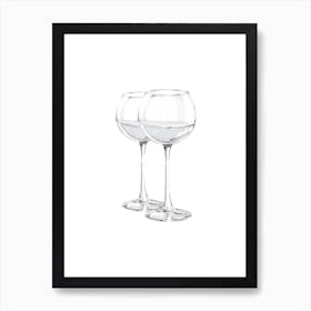 Grey Wine Glasses Art Print