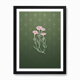 Vintage Bisignano's Tree Pink Botanical on Lunar Green Pattern n.2122 Art Print