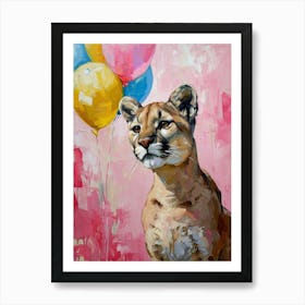 Cute Puma 3 With Balloon Art Print