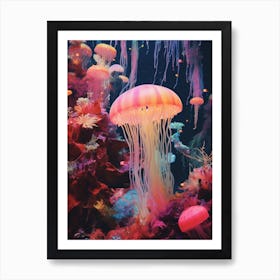 Jellyfish Retro Space Collage 3 Art Print