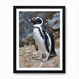 Adlie Penguin Santiago Island Oil Painting 4 Art Print