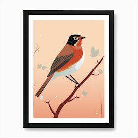 Minimalist European Robin 3 Illustration Art Print