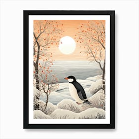 Winter Bird Painting Penguin 3 Art Print