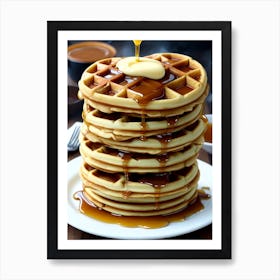 Waffle Pancakes Art Print