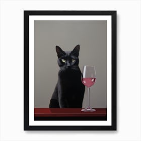 Cat With Wine Glass 1 Art Print