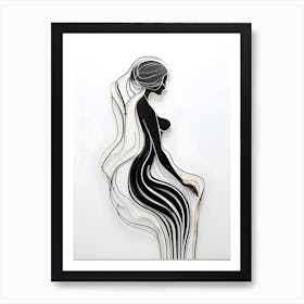 Woman In Black And White 3 Art Print