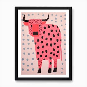 Pink Polka Dot Bison 4 Art Print