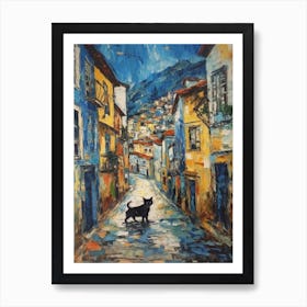Painting Of Rio De Janeiro With A Cat In The Style Of Expressionism 1 Art Print