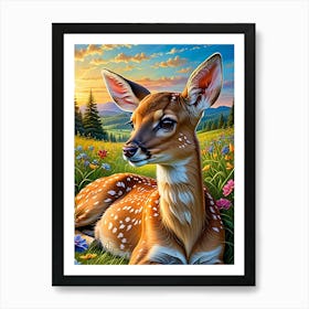 Deer In The Meadow Art Print