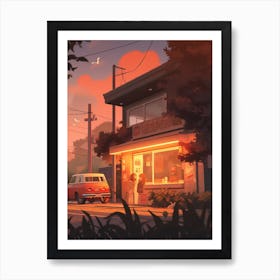 Sunset Café Art Print