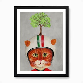 Cat With Tree Art Print