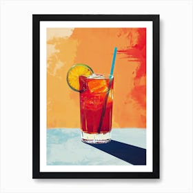 Iced Tea Coctail, Mid century Art Print