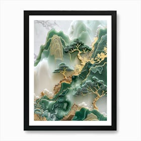 Gold Inlaid Jade Carving Scene 5 Art Print