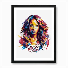 Sza 03 Portrait Music Icon WPAP Pop Art Style Art Print