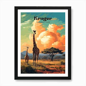 Kruger National Park South Africa Wildlife Travel Art Illustration Art Print