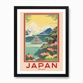Lake Ashi, Visit Japan Vintage Travel Art 3 Art Print