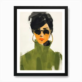 Portrait of Woman With Sunglasses Art Print