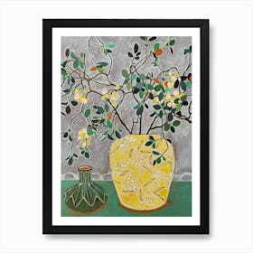 Mediterranean Sunny Yellow Flower Vase Art Print