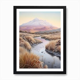 Dreamy Winter Painting Tongariro National Park New Zealand 3 Art Print