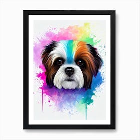 Shih Tzu Rainbow Oil Painting Dog Art Print