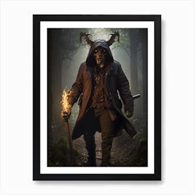 Demon Walking In The Woods Art Print