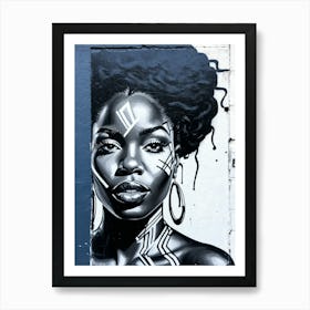 Graffiti Mural Of Beautiful Black Woman 60 Art Print