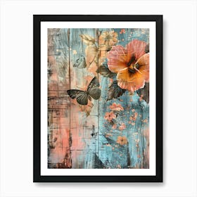 Butterfly And Flowers 13 Art Print