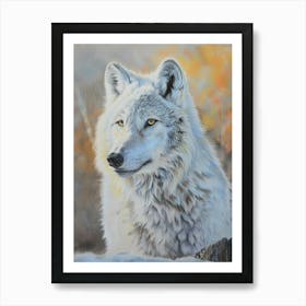 Arctic Wolf Pastel Watercolour 3 Art Print