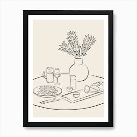 Table Setting - Black Art Print