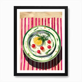 A Plate Of Polenta, Top View Food Illustration 2 Art Print