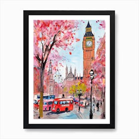 London, Dreamy Storybook Illustration 1 Art Print