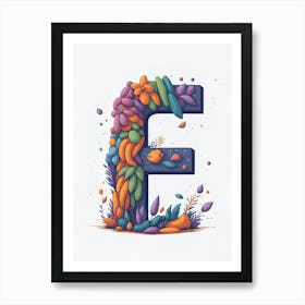 Colorful Letter F Illustration 47 Art Print