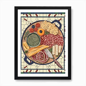 Charcuterie Board On A Tiled Background 4 Art Print