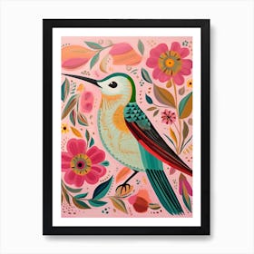 Pink Scandi Hummingbird 2 Art Print