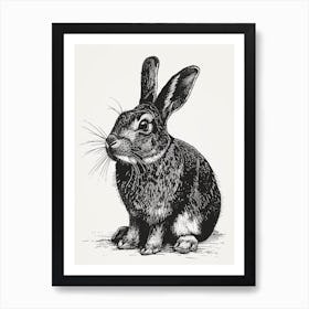 Argente Blockprint Rabbit Illustration 5 Art Print