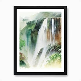 Ban Gioc–Detian Falls, Vietnam And China Water Colour  (3) Art Print