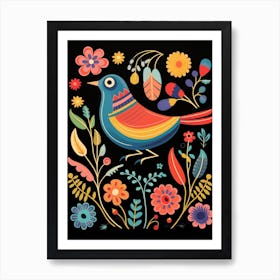 Folk Bird Illustration Cowbird 3 Art Print