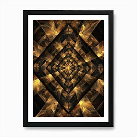 Abstract Golden Geometric Pattern Art Print