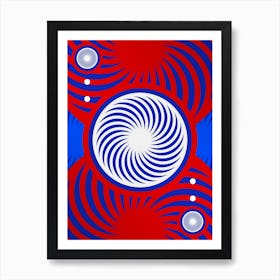 Geometric Abstract Glyph in White on Red and Blue Array n.0053 Art Print